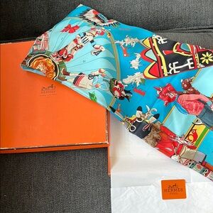 Hermes Blue and Red Scarf